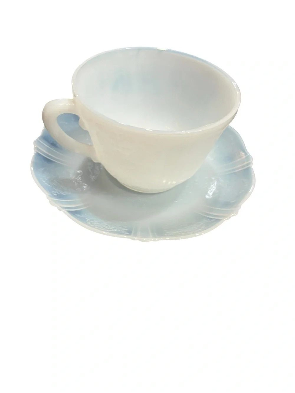 1930s Macbeth-Evans White American Sweetheart Cup And Saucer Depression Glass